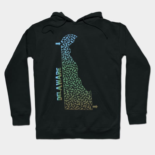 Delaware State Outline Maze & Labyrinth Hoodie by gorff